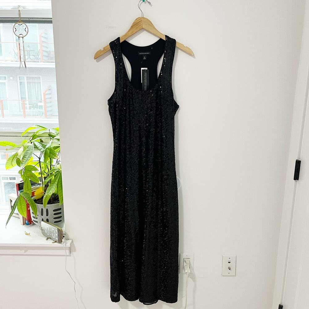 Banana Republic Black Sequin Maxi Dress Medium